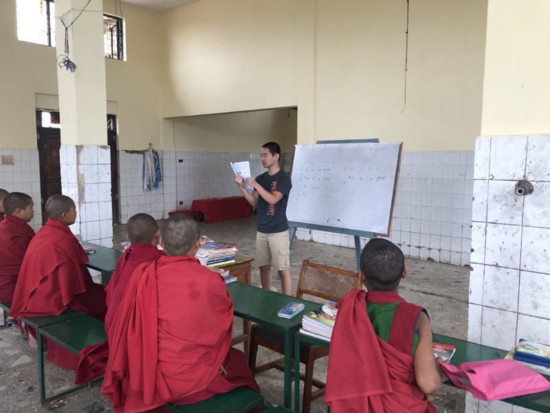 Volunteer Nepal Review George O'Brien Teaching Monk Monastery